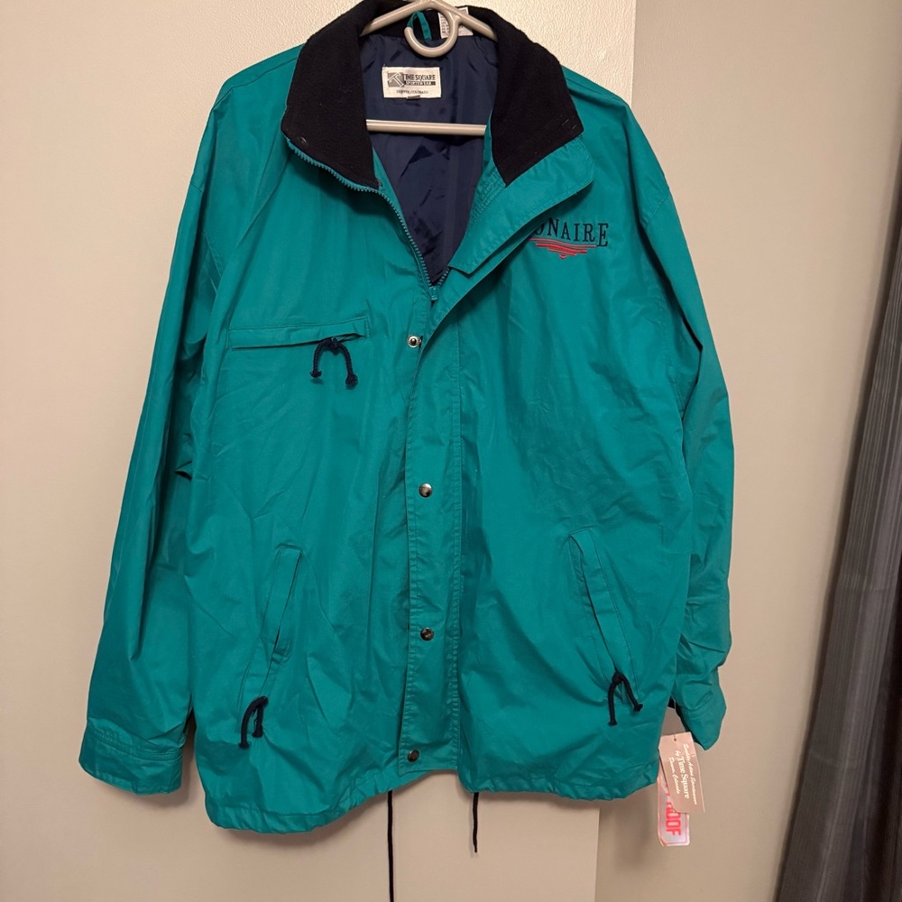 Vintage Bonaire Time Square Waterproof Teal Windbreaker XL NWT